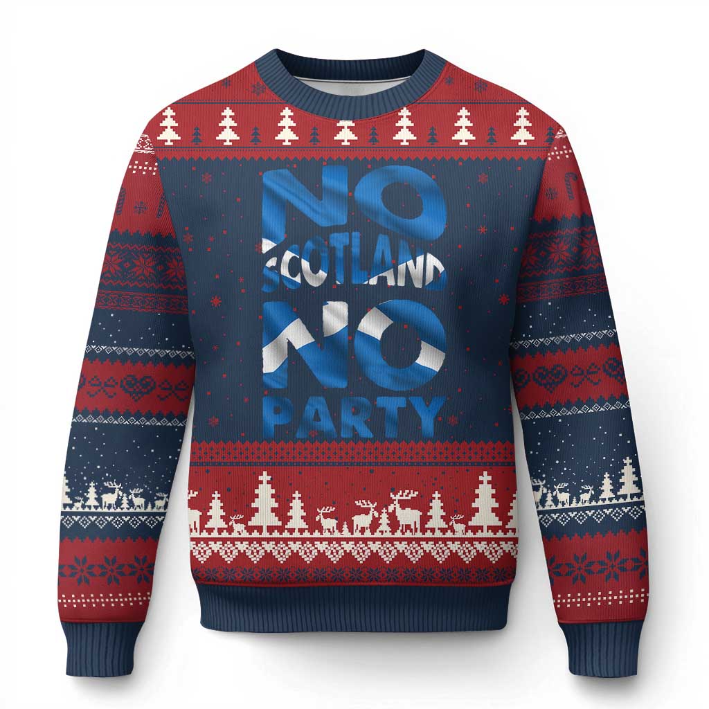 No Scotland No Party Scottish Ugly Christmas Sweater Retro Scottish Banner Fan Scotland Flag