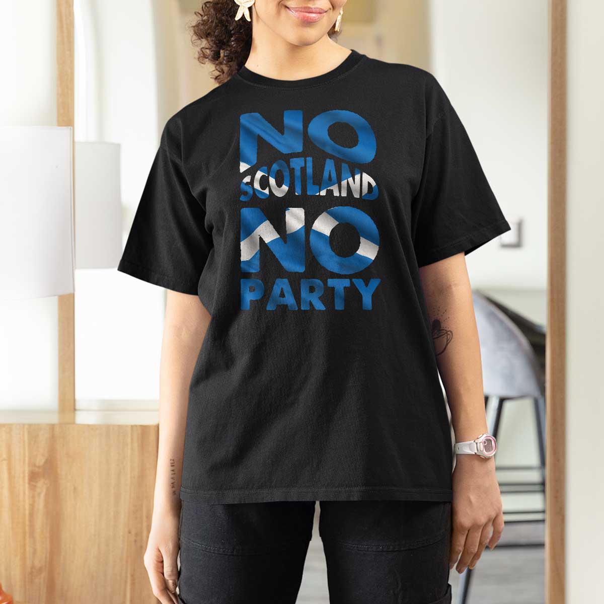 No Scotland No Party Scottish T Shirt For Women Retro Scottish Banner Fan Scotland Flag