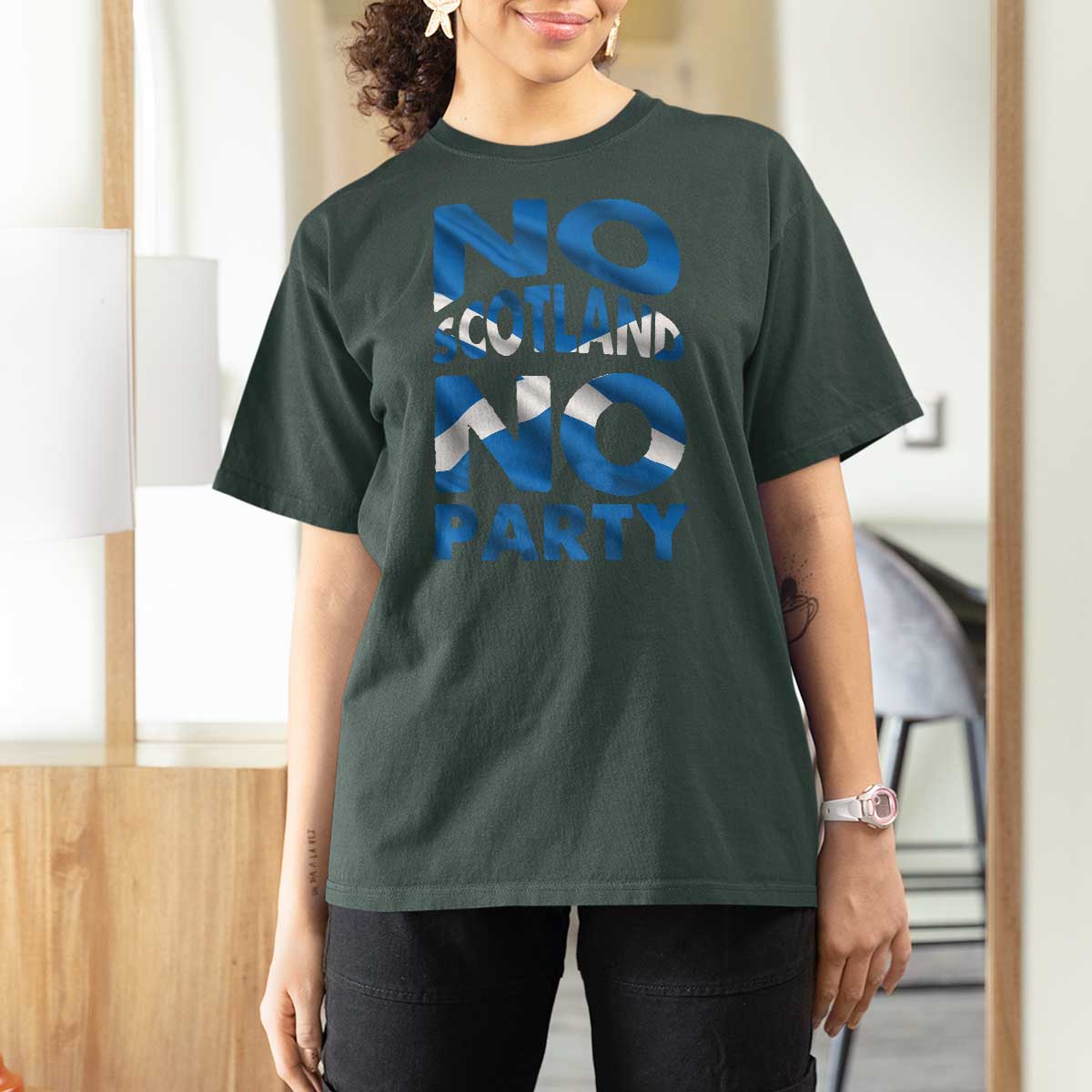 No Scotland No Party Scottish T Shirt For Women Retro Scottish Banner Fan Scotland Flag