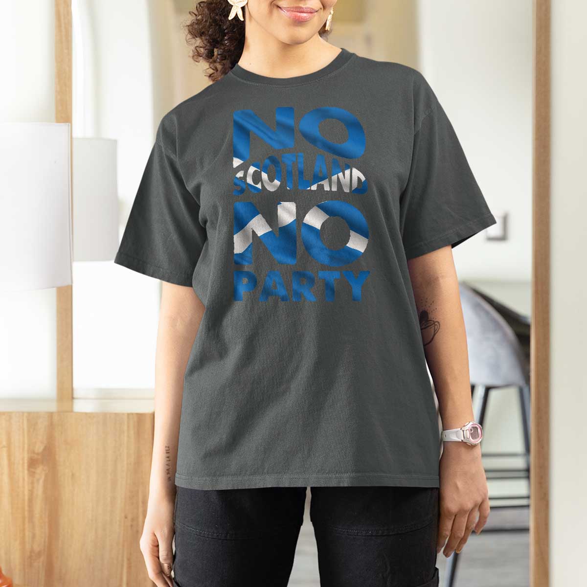 No Scotland No Party Scottish T Shirt For Women Retro Scottish Banner Fan Scotland Flag