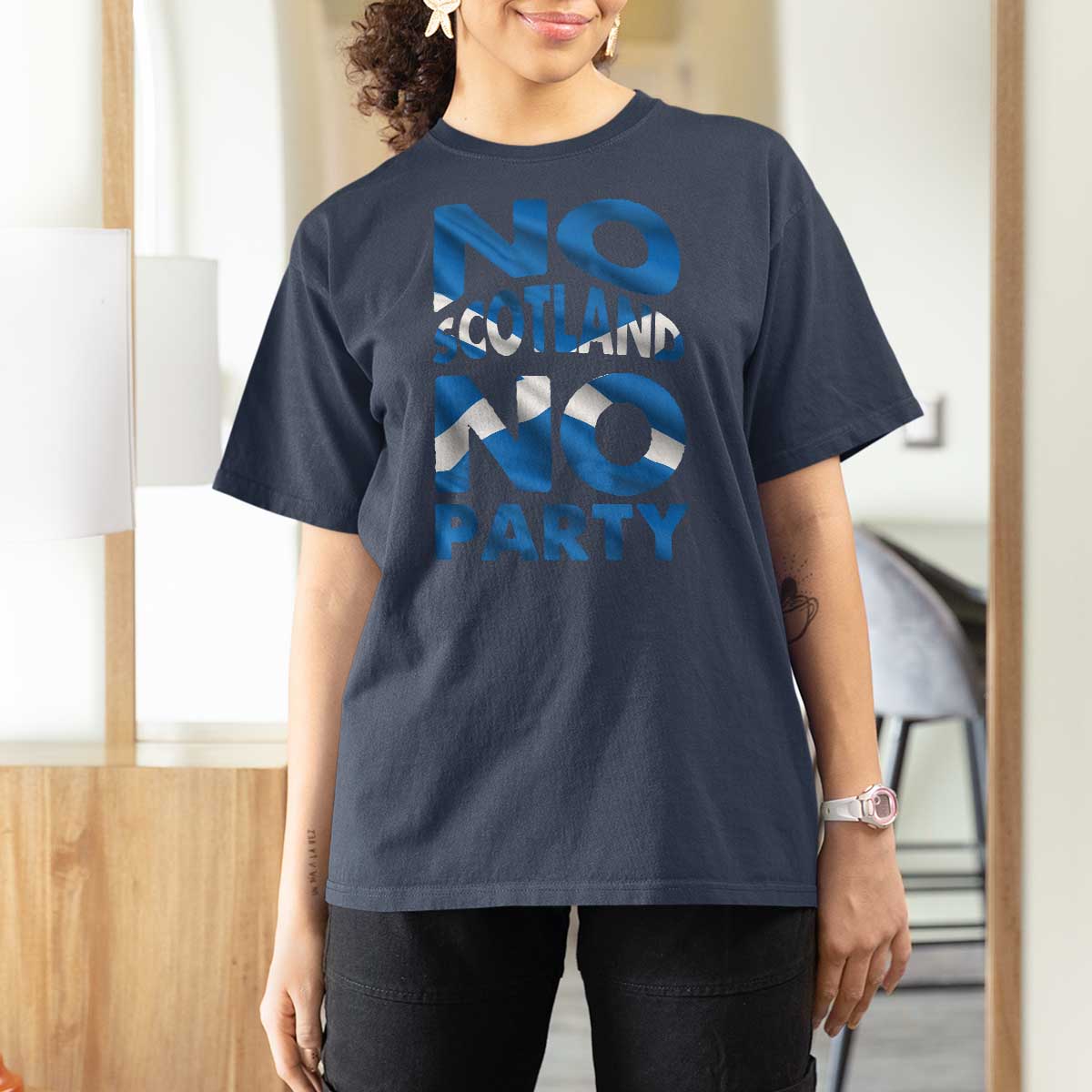 No Scotland No Party Scottish T Shirt For Women Retro Scottish Banner Fan Scotland Flag