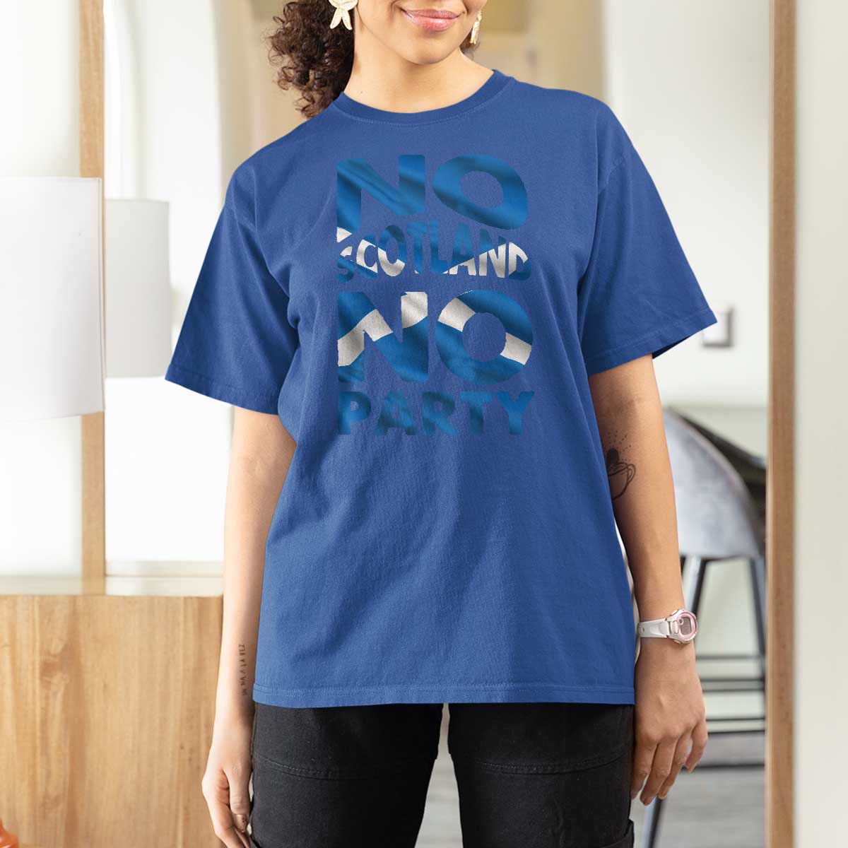 No Scotland No Party Scottish T Shirt For Women Retro Scottish Banner Fan Scotland Flag