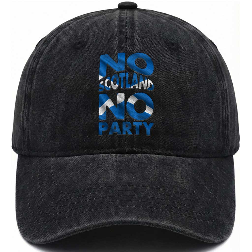 No Scotland No Party Scottish Washed Cotton Baseball Cap Retro Scottish Banner Fan Scotland Flag