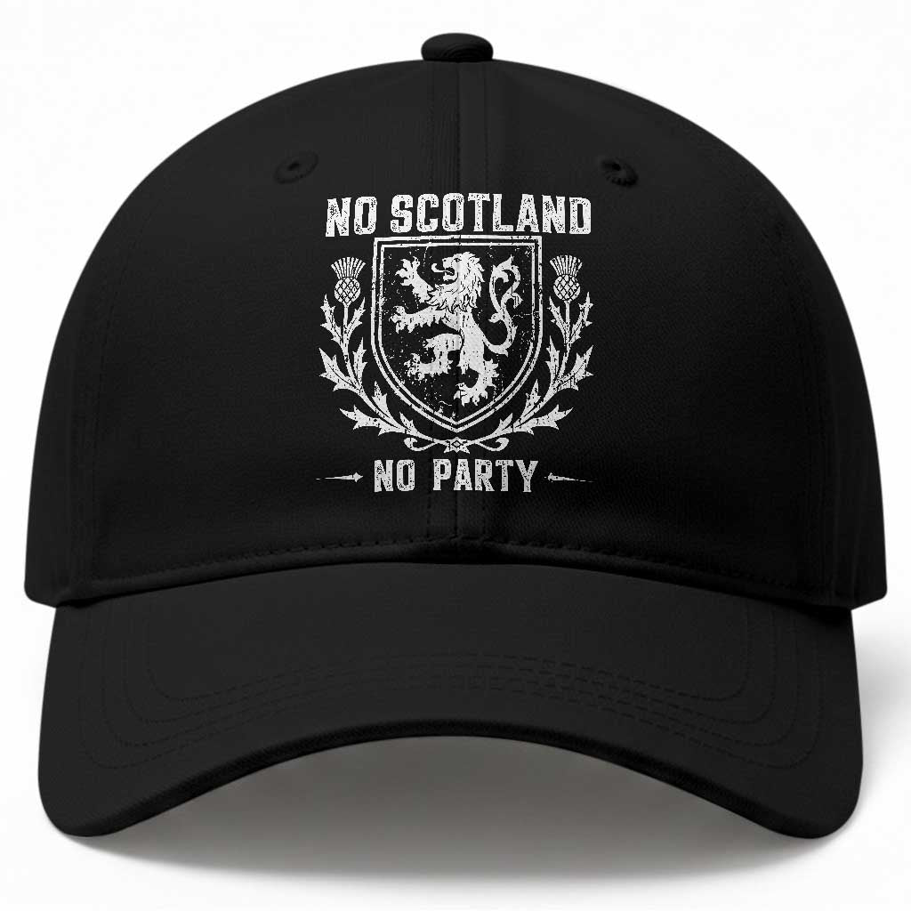 No Scotland No Party Scottish Flag Baseball Cap Retro Scotland Rampant Lion
