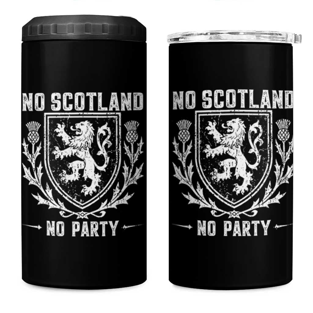 No Scotland No Party Scottish Flag 4 in 1 Can Cooler Tumbler Retro Scotland Rampant Lion