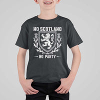 No Scotland No Party Scottish Flag T Shirt For Kid Retro Scotland Rampant Lion