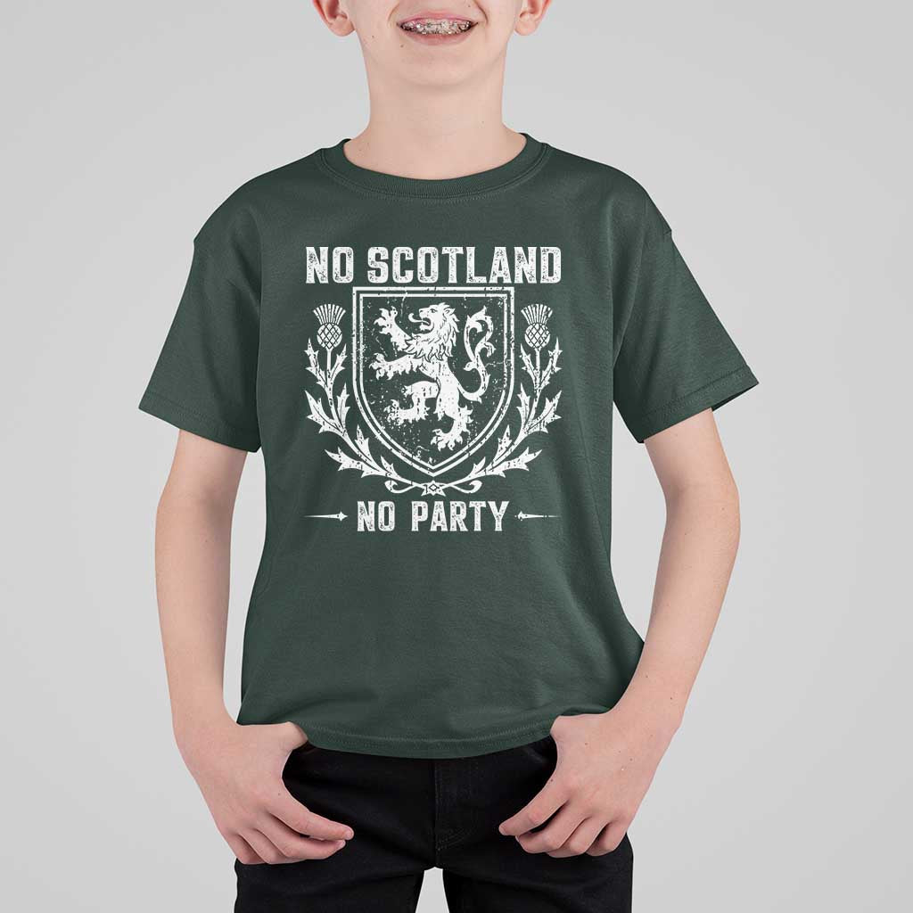 No Scotland No Party Scottish Flag T Shirt For Kid Retro Scotland Rampant Lion