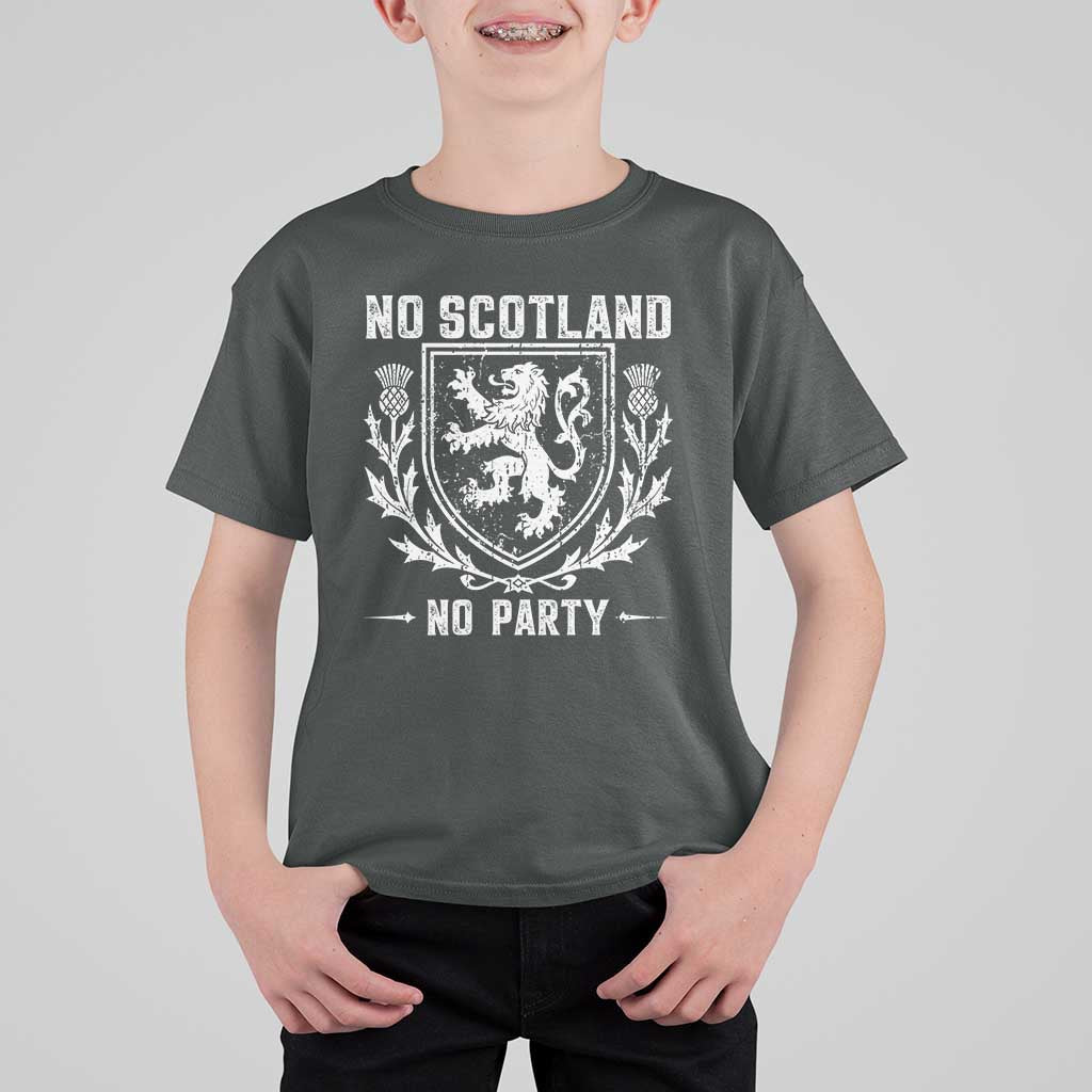 No Scotland No Party Scottish Flag T Shirt For Kid Retro Scotland Rampant Lion