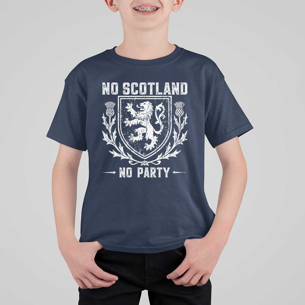 No Scotland No Party Scottish Flag T Shirt For Kid Retro Scotland Rampant Lion