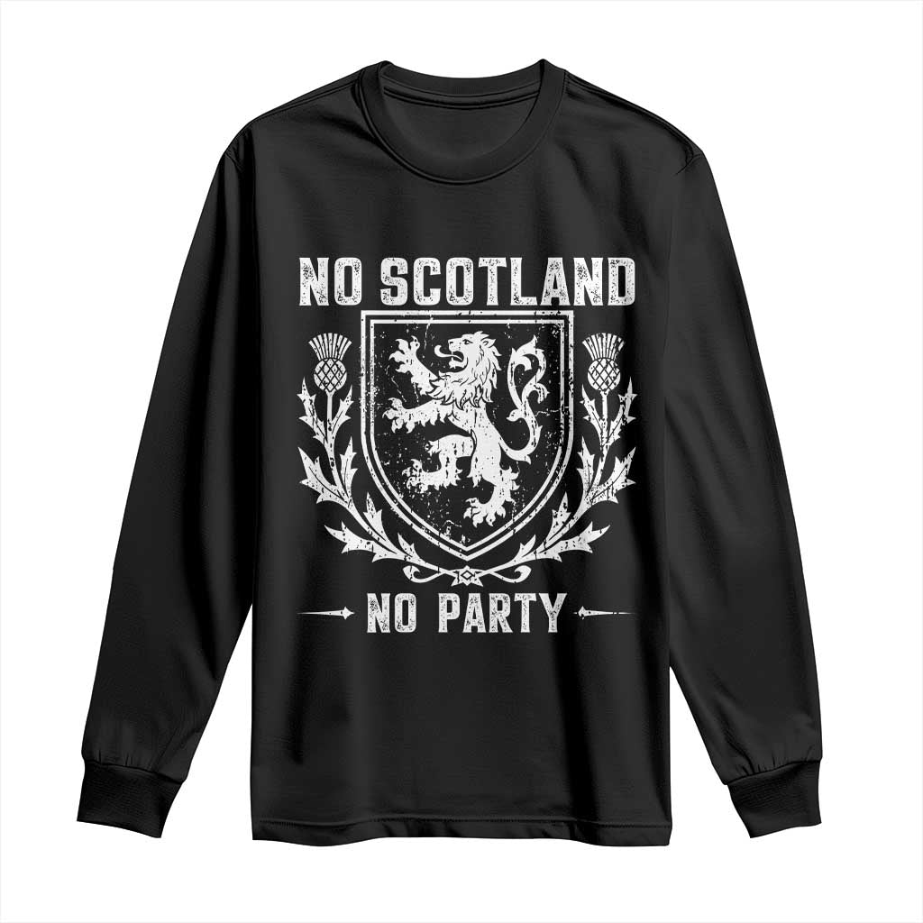 No Scotland No Party Scottish Flag Long Sleeve Shirt Retro Scotland Rampant Lion
