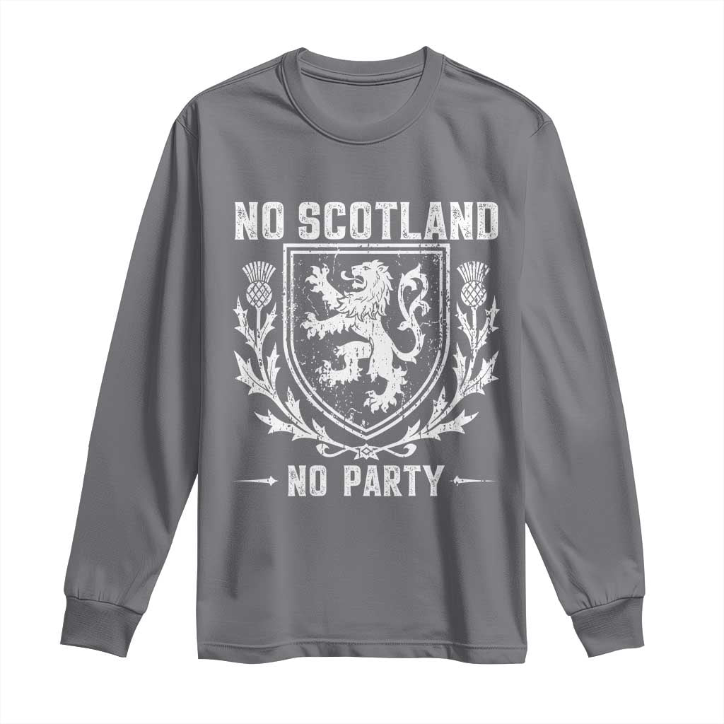No Scotland No Party Scottish Flag Long Sleeve Shirt Retro Scotland Rampant Lion