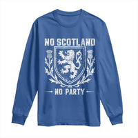 No Scotland No Party Scottish Flag Long Sleeve Shirt Retro Scotland Rampant Lion