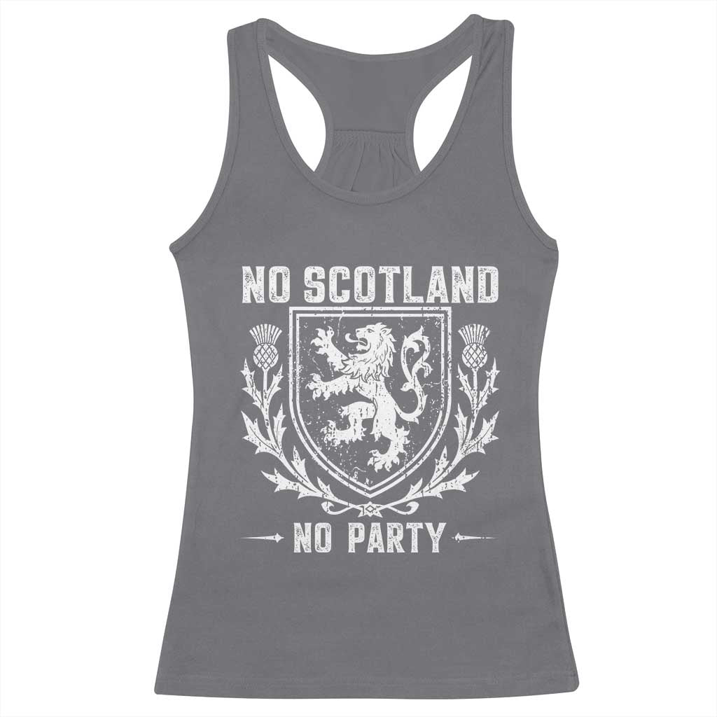 No Scotland No Party Scottish Flag Racerback Tank Top Retro Scotland Rampant Lion