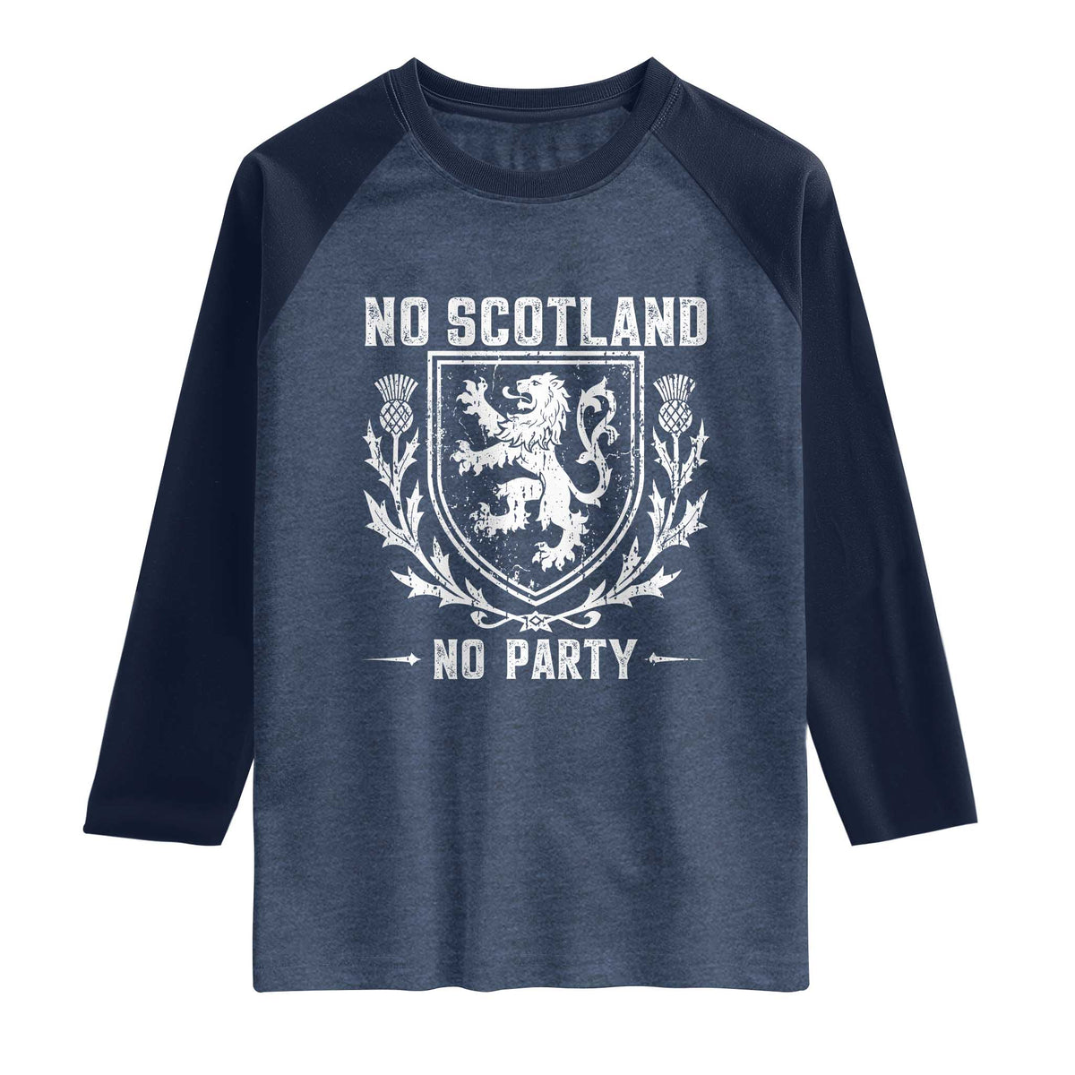 No Scotland No Party Scottish Flag Raglan Shirt Retro Scotland Rampant Lion