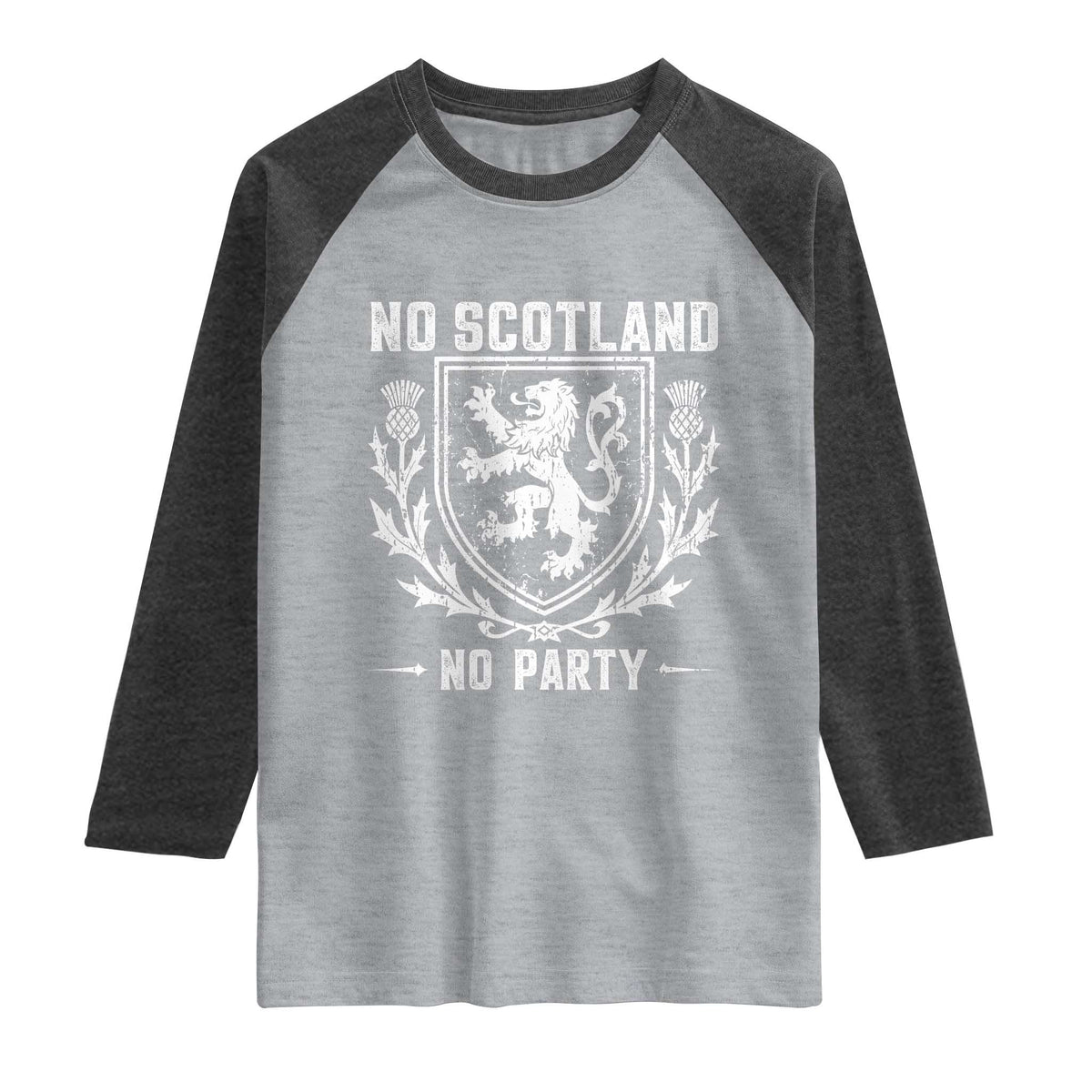 No Scotland No Party Scottish Flag Raglan Shirt Retro Scotland Rampant Lion