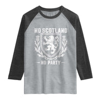 No Scotland No Party Scottish Flag Raglan Shirt Retro Scotland Rampant Lion