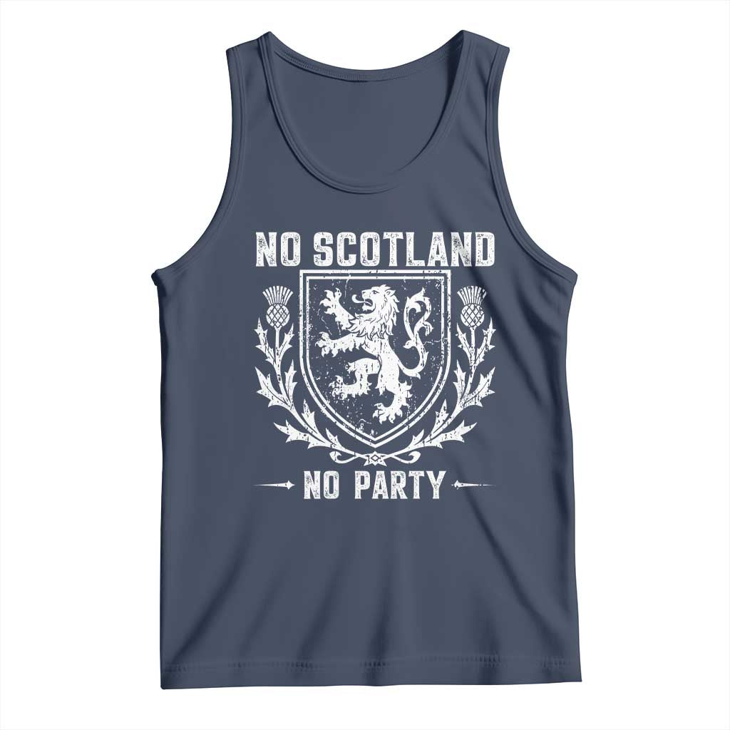 No Scotland No Party Scottish Flag Tank Top Retro Scotland Rampant Lion