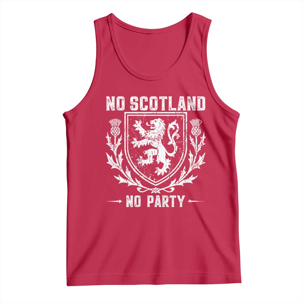 No Scotland No Party Scottish Flag Tank Top Retro Scotland Rampant Lion