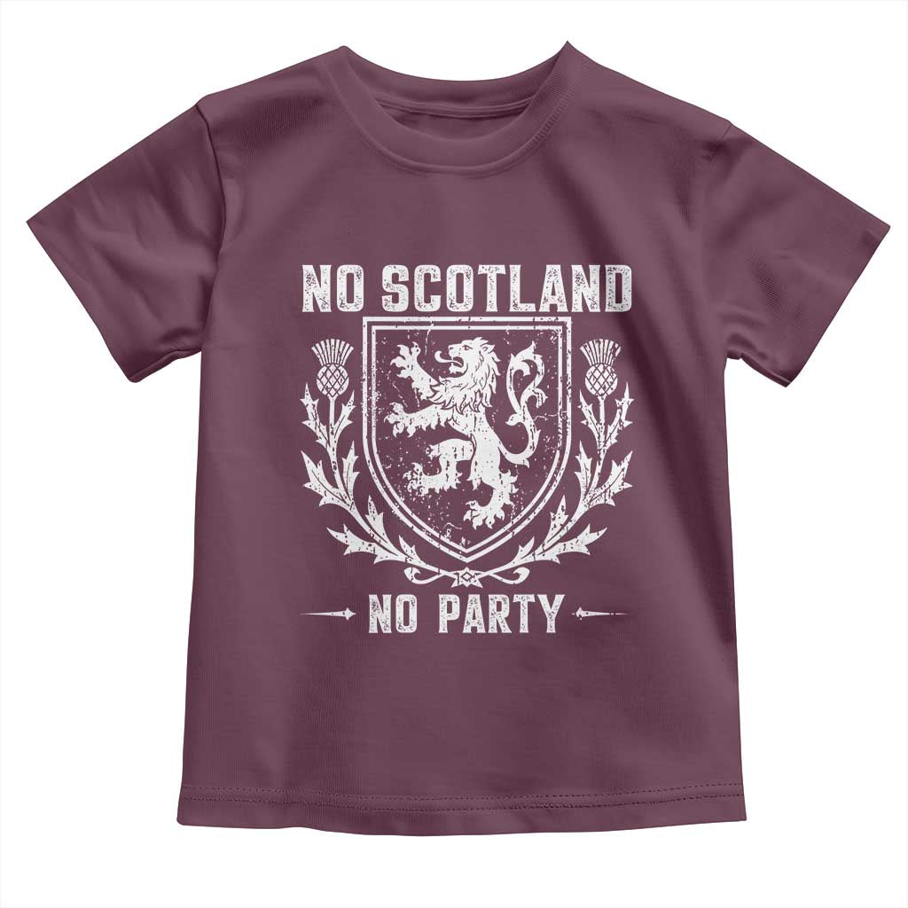 No Scotland No Party Scottish Flag Toddler T Shirt Retro Scotland Rampant Lion
