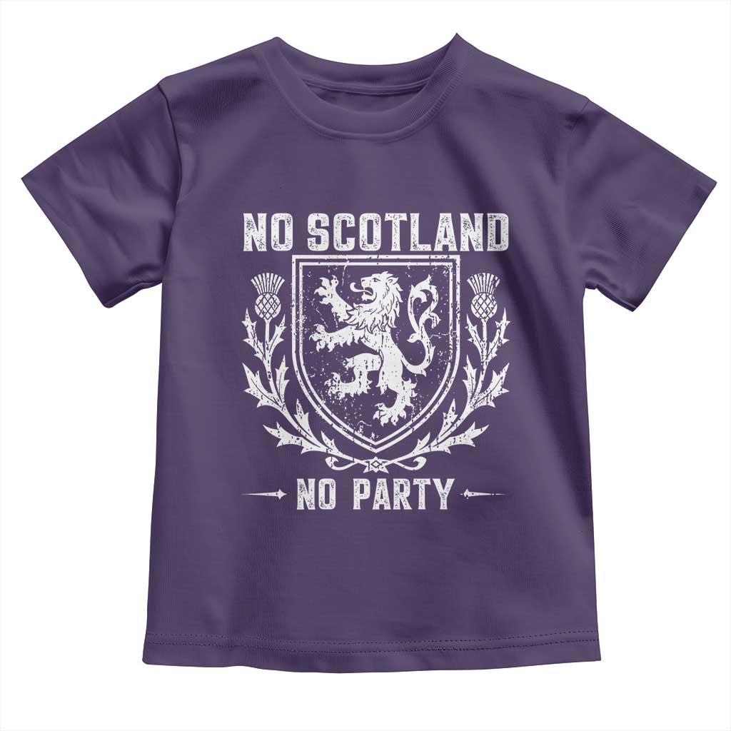 No Scotland No Party Scottish Flag Toddler T Shirt Retro Scotland Rampant Lion