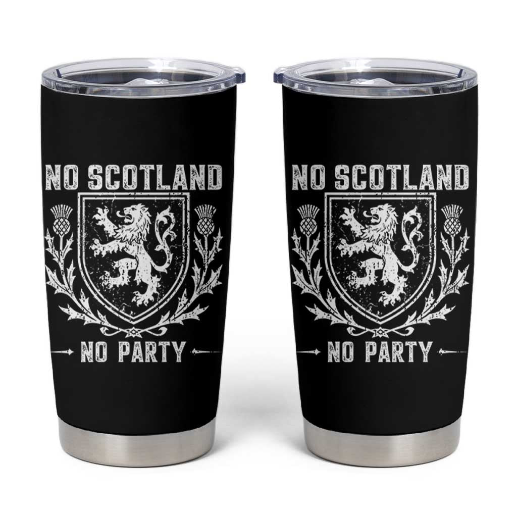No Scotland No Party Scottish Flag Tumbler Cup Retro Scotland Rampant Lion