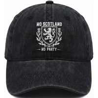 No Scotland No Party Scottish Flag Washed Cotton Baseball Cap Retro Scotland Rampant Lion