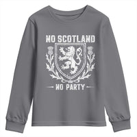 No Scotland No Party Scottish Flag Youth Sweatshirt Retro Scotland Rampant Lion