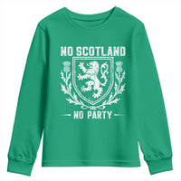 No Scotland No Party Scottish Flag Youth Sweatshirt Retro Scotland Rampant Lion