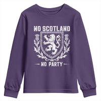 No Scotland No Party Scottish Flag Youth Sweatshirt Retro Scotland Rampant Lion