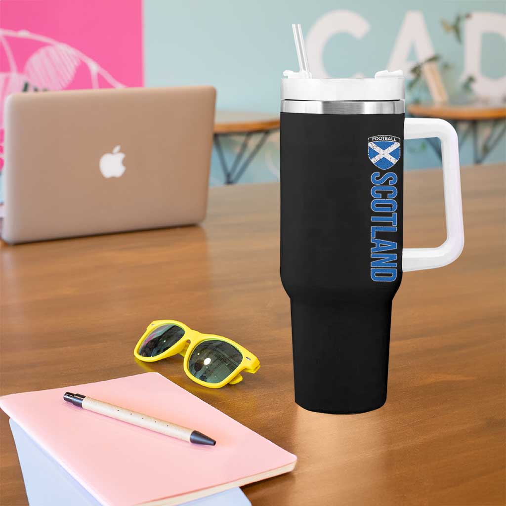 Scotland Soccer Tumbler With Handle Vintage SCOT Scottish Flag Graphic Football Fan