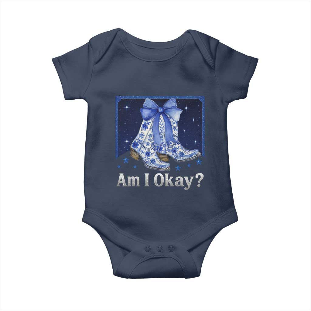 Am I Okay Baby Onesie Boot Cowgirl Coquette Bow - Wonder Print Shop