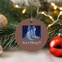 Am I Okay Ceramic Ornament Boot Cowgirl Coquette Bow - Wonder Print Shop