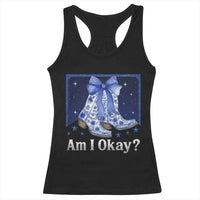 Am I Okay Racerback Tank Top Boot Cowgirl Coquette Bow - Wonder Print Shop