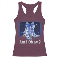 Am I Okay Racerback Tank Top Boot Cowgirl Coquette Bow - Wonder Print Shop