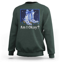Am I Okay Sweatshirt Boot Cowgirl Coquette Bow - Wonder Print Shop