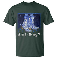 Am I Okay T Shirt Boot Cowgirl Coquette Bow - Wonder Print Shop
