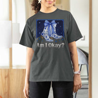 Am I Okay T Shirt For Women Boot Cowgirl Coquette Bow - Wonder Print Shop
