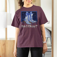 Am I Okay T Shirt For Women Boot Cowgirl Coquette Bow - Wonder Print Shop