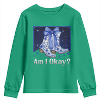 Am I Okay Youth Sweatshirt Boot Cowgirl Coquette Bow - Wonder Print Shop