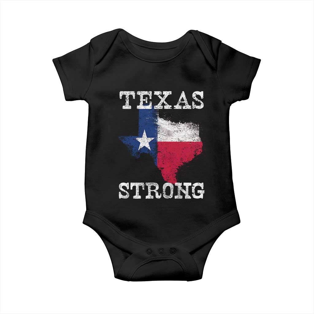Strong Texas Baby Onesie Distressed Flag Texan Pride Flood Relief Disaster - Wonder Print Shop