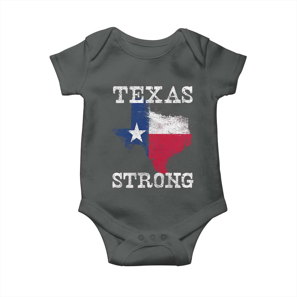 Strong Texas Baby Onesie Distressed Flag Texan Pride Flood Relief Disaster - Wonder Print Shop