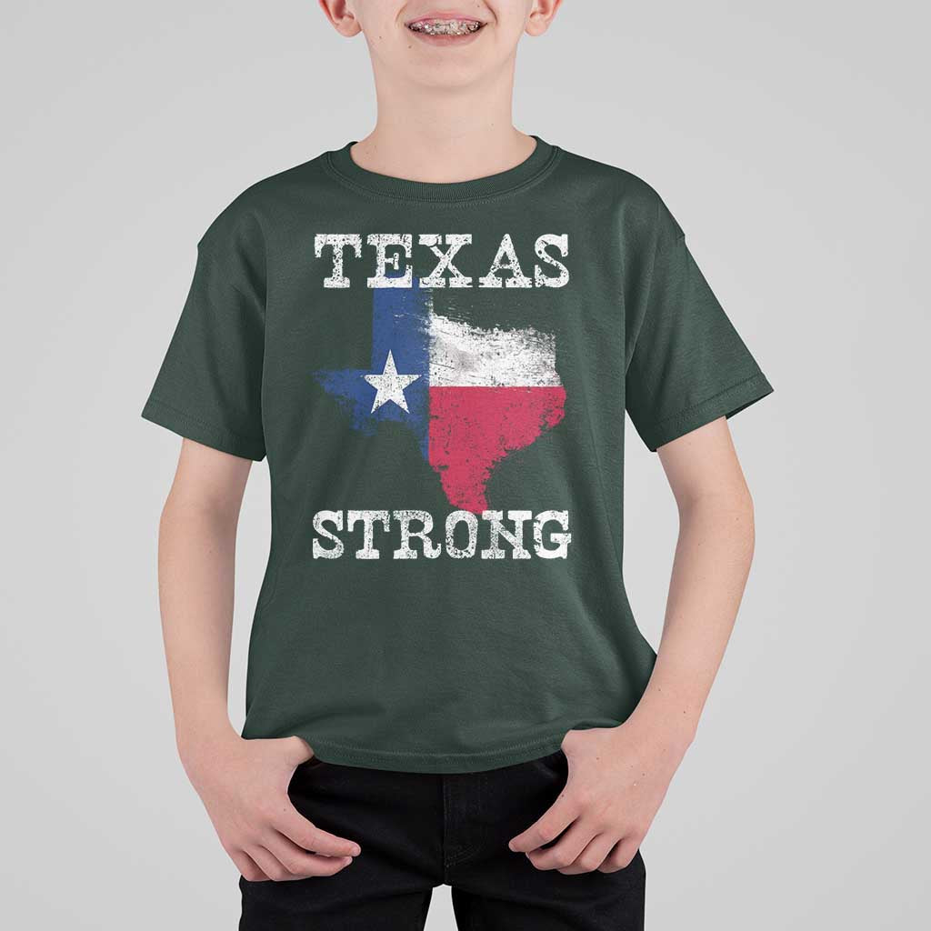 Strong Texas T Shirt For Kid Distressed Flag Texan Pride Flood Relief Disaster - Wonder Print Shop