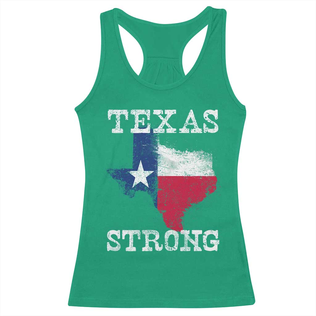 Strong Texas Racerback Tank Top Distressed Flag Texan Pride Flood Relief Disaster - Wonder Print Shop