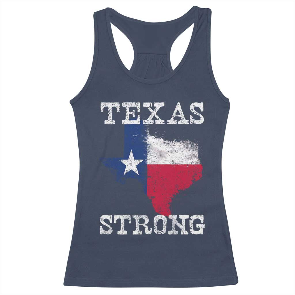 Strong Texas Racerback Tank Top Distressed Flag Texan Pride Flood Relief Disaster - Wonder Print Shop