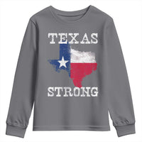 Strong Texas Youth Sweatshirt Distressed Flag Texan Pride Flood Relief Disaster - Wonder Print Shop
