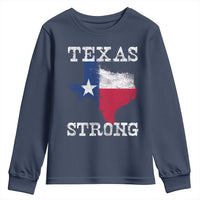 Strong Texas Youth Sweatshirt Distressed Flag Texan Pride Flood Relief Disaster - Wonder Print Shop