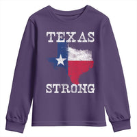 Strong Texas Youth Sweatshirt Distressed Flag Texan Pride Flood Relief Disaster - Wonder Print Shop