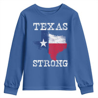 Strong Texas Youth Sweatshirt Distressed Flag Texan Pride Flood Relief Disaster - Wonder Print Shop