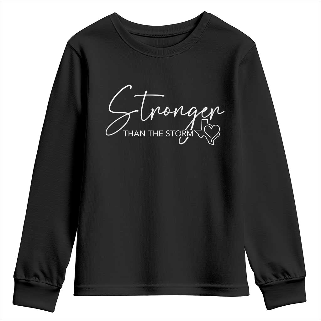 Strong Texas Flood Disaster Relief Youth Sweatshirt Hill Country Flooding Survivor Texan - Wonder Print Shop