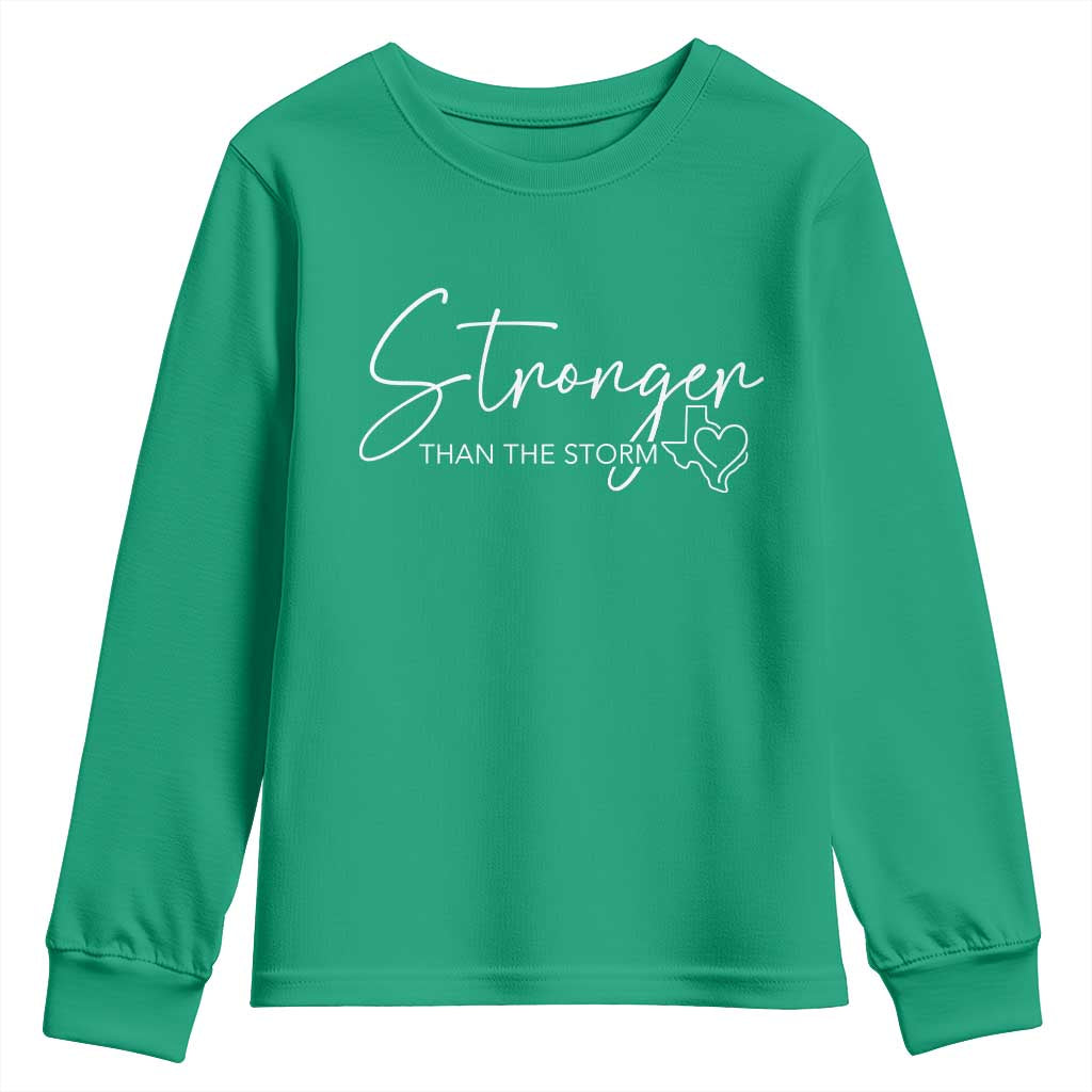 Strong Texas Flood Disaster Relief Youth Sweatshirt Hill Country Flooding Survivor Texan - Wonder Print Shop